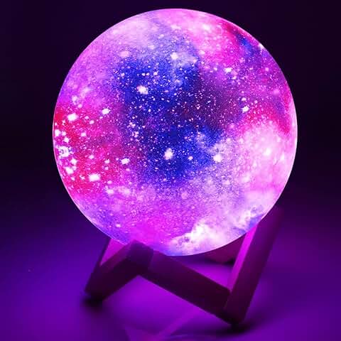 BAKTH Lámpara Luna 3D, 16 Colores Luz Nocturna LED Decorativa con Mando a Distancia y Control Táctil, USB Recargable, Lámpara de Noche para Dormitorio, Cumpleaños, Regalo Fiesta, 15 cm Diámetro  