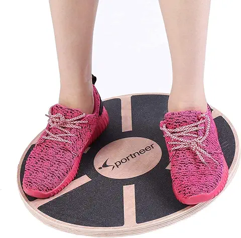 Balance Board - Sportneer Tabla Equilibrio, Planche Equilibre de Madera con Superficie Antideslizante para Entrenamiento de Rehabilitación en Gimnasio, 40cm de Diámetro  