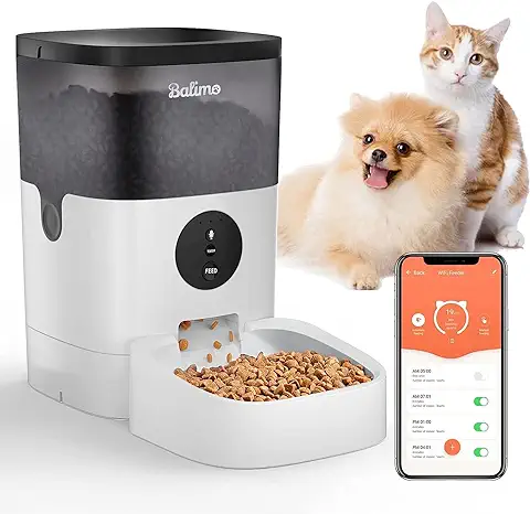 Balimo Alex 4L Comedero Automático para Perros y Gatos | 2.4G WiFi Smart Dry Food Feeder | Dispensador Comida Gatos | Función de Grabación de 10s y Control App, Hasta 10 Comidas al día  