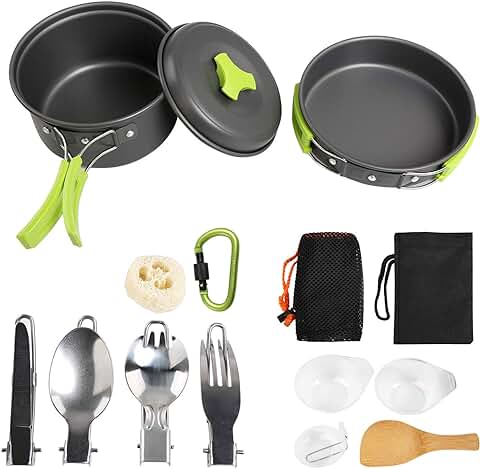 Ballery Utensilios de Cocina para Acampar, 15 Piezas, Mini Kit para 1-4 Personas Mochilero, Camping al Aire Libre Senderismo y Picnic  