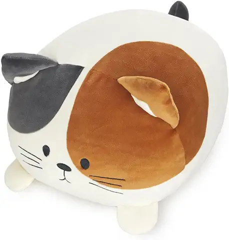 Balvi Cojín Kitty Calico Color Blanco, Marrón y Negro Un Peluche de lo más Blandito Poliéster 20x33x3  