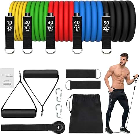 Bandas de Resistencia Crossfit 150 lbs 12 Piezas Bandas Elásticas Musculación con 5 Diferentes Niveles Gomas Elasticas Musculacion para Gimnasio en Casa Yoga  