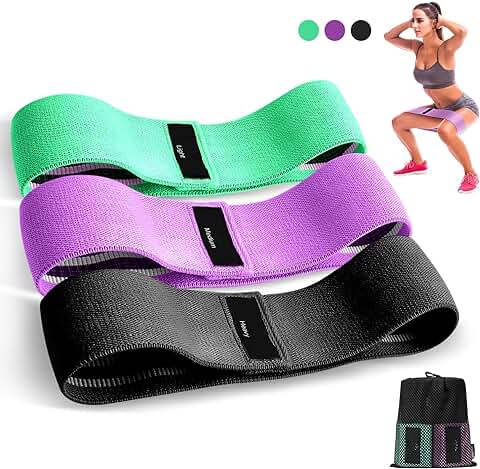 Bandas Elasticas Musculacion, Gomas Elasticas Musculacion Antideslizantes de Tela, Cintas Elasticas Musculacion 3 Niveles de Ejercicios para Gluteos, Cadera, Piernas, Yoga, Pilates, Crossfit, Fitness  