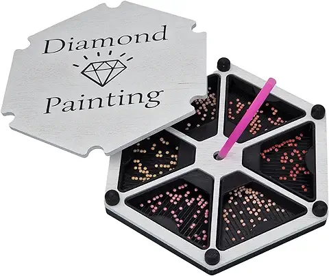 Bandeja Giratoria de Diamond Painting con 6 Compartimentos Extraíbles - Optimiza el Diseño de Tus Lienzos - Organizador Rotativo para Bordado de Diamantes y Manualidades Creativas  