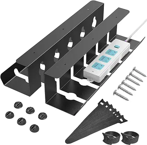 Bandeja Organizador Cables Escritorio, 2 Piezas Bandejas de Gestión de Cables, Negro Soporte de Cables para Hogar u Oficina, Mantener los Cables Ordenados 40 x 10 x 10 cm  