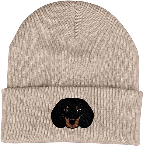 Bang Tidy Clothing Gorro de Perro Salchicha - Regalos para Amantes de los Perros para Mujeres - Sombreros de Invierno para Mujeres - Sombreros de Punto para Mujer - Accesorios para Caminar Perros - Regalos para Perros de Salchicha Bordada para Amantes de los Perros  