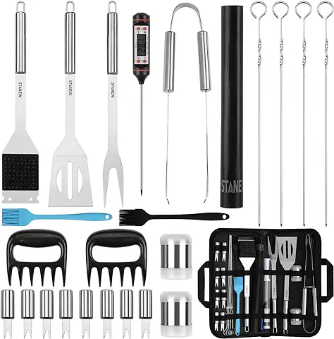 Barbacoa Utensils Kit,Juegos de Utensilios para Barbacoa,25pcs Accesorios Acero Inoxidable STANEW para Camping Regalo Hombre  