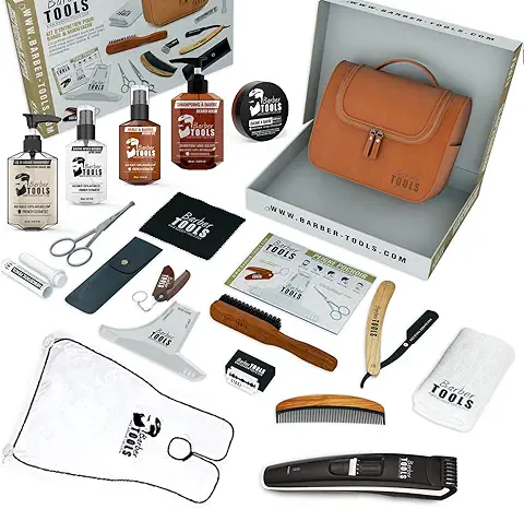 ✮ BARBER TOOLS ✮ Kit/Set/Estuche de Arreglo y Cuidado de la Barba y Afeitarse | Cosmético Made in French  