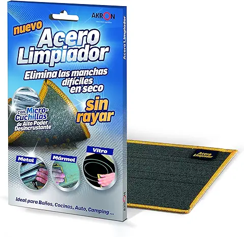 BARLESA Acero Limpiador INOX Elimina Las Manchas Difíciles en seco sin Rayar, Metal, Marmol, Vitro, Aquarios, Estufas …, Ideal para Baños, Cocinas, Auto, Moto, Camping.  