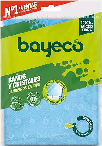 Bayeco - Bayeta Cristales y Baños - Solución Perfecta para Espejos, Cristales y Limpieza del Baño - Bayeta Microfibra con gran Capacidad de Absorción - No deja Marcas y Pelusas - 1 Unidad  