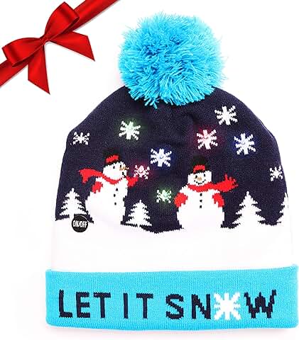 BELLE VOUS Gorro de Navidad con Luces LED  