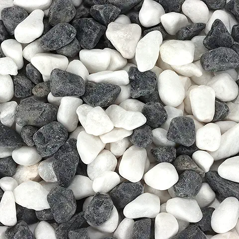 Belle Vous Piedras Decorativas Naturales Grises y Blancas (Bolsa de 3,6 kg) Mini Piedras Jardin Variadas de 1,4 a 2,6 cm - Piedras para Macetas, Paisajismo, Acuarios y Decoración en el Hogar  