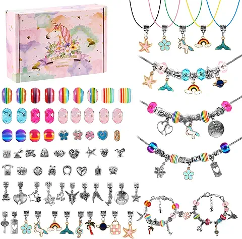 BelleStyle Juego de Pulseras para Niñas, Regalo para Niñas de 5, 6, 7, 8, 9, 10, 11, 12, 13 Años, 78 Piezas para Hacer Pulseras para Niñas, Juego Original Creativo, Regalos de Cumpleaños y Navidad  