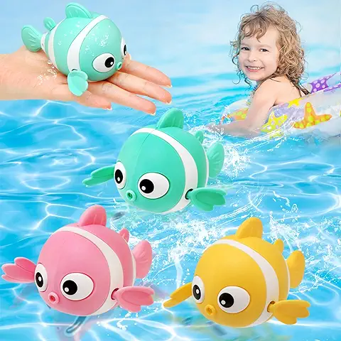 BelleStyle Juguetes Baño Bebe, Juguetes Bañera para Niños Niñas 1 2 3 4 Año, 3 Pez Payaso Animales Fotantes Juguetes de Agua Piscina Baño Juego de Ducha Regalo para Niños Pequeños  