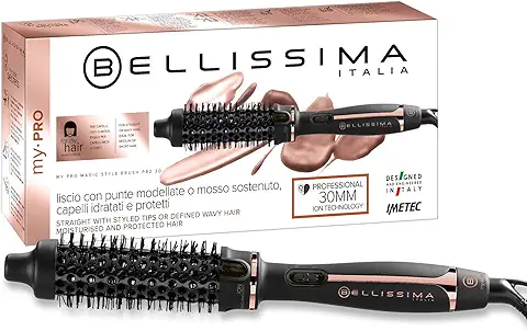 Bellissima Imetec Cepillo Térmico My Pro Magic Style Brush P2 30, Cabello liso de Efecto Natural u Ondulado Duradero, 30 mm de Diámetro, Tecnología de Iones, Revestimiento Cerámico, Multivoltaje  