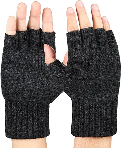 Bencailor Guantes sin Dedos Cálidos de Invierno de Hombre Guantes de Medio Dedo con Forro Suave Guantes de Tejido Polar  