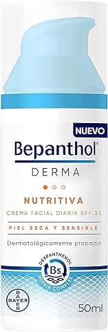 Bepanthol Derma Nutritiva Crema Facial Hidratante De Día Con SPF25, Piel Seca Y Sensible, 50 Mililitros  