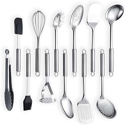 Berglander Utensilio de Cocina de Acero Inoxidable de 12 Piezas, Cuchara de Cocina, Utensilios de Cocina Utensilio de Cocina (12 Piezas)  