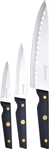 BERGNER Pro Reeco | Juego de Cuchillos de Cocina Profesionales | Set de 3 Piezas de Acero Inoxidable | Mango ABS Fabricado con Materiales Reciclados | Cuchillos de Cocina | Multifuncionales  