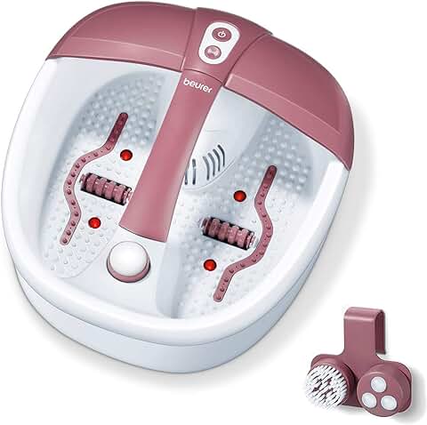 Beurer FB 35 Hidromasaje para Pies, 140 W, 3 Funciones de Masaje Vibratorio, Masaje con Burbujas, Calentamiento de Agua, 16 Imanes, Aromaterapia, 41 x 38 x 17 cm, rojo y Blanco  