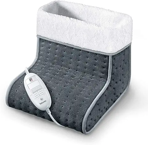 Beurer FW20 - Calienta pies cosy apto para pies Grandes, Superficie Suave y Transpirable, 3 Potencias, Calentamiento Ultrarrápido, 100 W, Color gris Marengo  