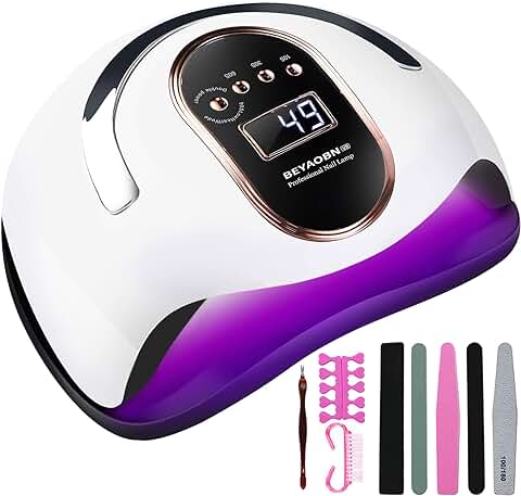 BEYAOBN Lampara luz LED Uñas 168W Profesional Secador de Uñas UV Maquina Uñas Gel Semipermanentes con Sensor Automatico,4 Temporizadores Manicura/Pedicure Nail Art Hogar el Salón  