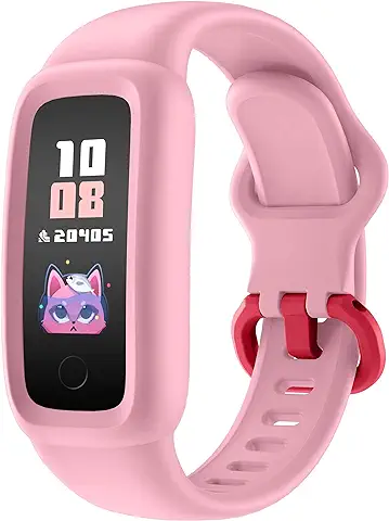 BIGGERFIVE Vigor 2 Pulsera Actividad Reloj Inteligente para Niños Niñas 5-12 Años, Impermeable IP68 Reloj Deportivo Digital con Podometro Cuenta Pasos Pulsómetros Monitor de Sueño Contador de Caloría  