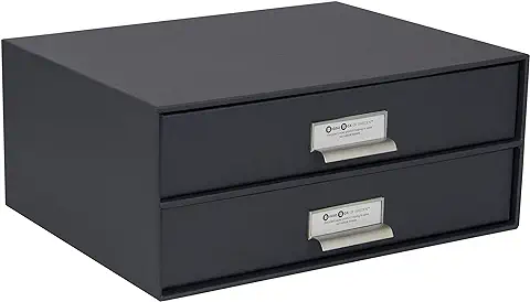 Bigso Box of Sweden Caja con Cajones para Documentos y Material de Oficina – Organizador de Escritorio con 2 Cajones – Organizador de Documentos de Tablero de Fibras y Papel – gris Oscuro  