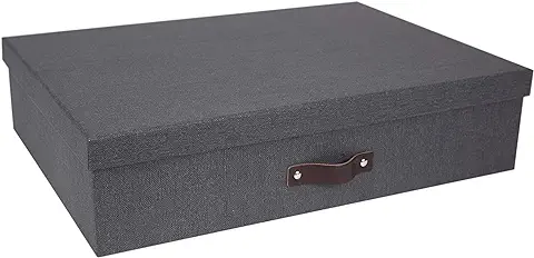 Bigso Box of Sweden Organizador de Accesorios de Tablero de Fibras y Papel – Caja de Almacenamiento con tapa – Caja con asa Grande para Ropa, Juguetes, etc. – Negro  