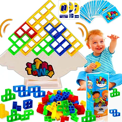 Binggunyo Tetra Tower Balance Blocks, Tetris Tower, Juguetes de Montessori, Juguetes Educativos, Juguetes Apilables de Equilibrio, es una Buena Opcion como Regalo Niño o Juegos Niños 3+ Años (48pcs)  