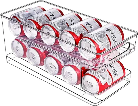 BingoHive Autopropulsado Rodante Organizador De Latas Para Nevera Dispensador Latas Frigorífico Refrigerador Cocina Despensa 10 Latas de 330ML Cerveza Soda Refrescos Bebidas Botellero  