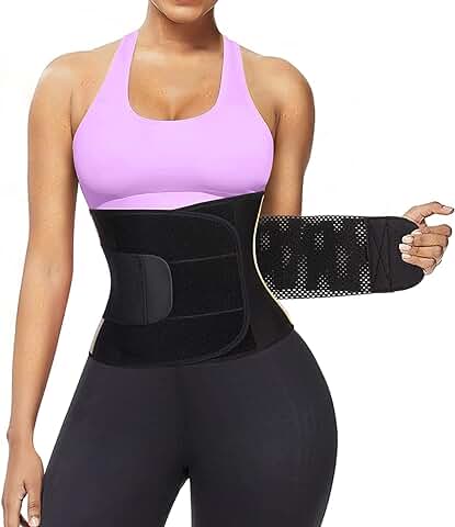 Bingrong Fajas Deportivas Neopreno Faja Lumbar Entrenador de Sudoración y Compresión para Mujer Faja Cinturón Lumbar Abdominal Doble Adjustable para Hacer Ejercicio  