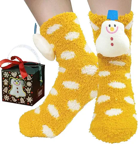 BINXWA Calcetines Termicos Mujer, Calcetines Regalo, Calcetines Antideslizantes Mujer Invierno, Calcetines Divertidos con caja de Regalo - Calcetines Originales Regalitos Navideños  