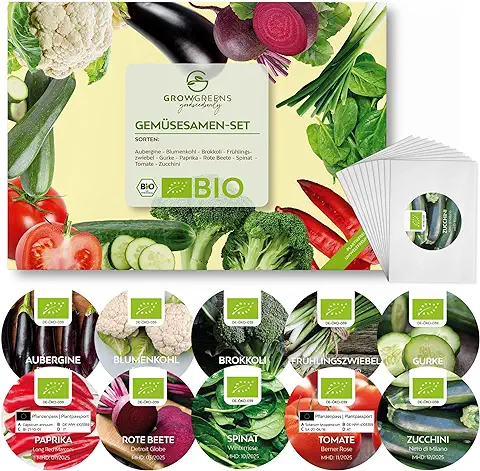 BIO Kit de Semillas Huerto Ecologicas con 10 Variedades de Verduras - Semillas de Verduras para Cultivar Ideal para el Huerto Urbano o Huerto en casa  