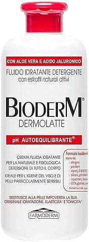 Bioderm Dermolatte – Crema Limpiadora Corporal y Facial con Aloe Vera y Ácido Hialurónico - Ideal para Pieles Sensibles Como la de los Bebés y de las Personas Mayores – Muy Hidratante - 500 ml  