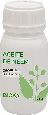 Bioky Aceite de Neem 250ml - 100% Puro - Virgen y Natural - Prensado en Frío - [Multiusos para Jardín & Hogar] Protector Ecológico Contra Insectos y Plagas  