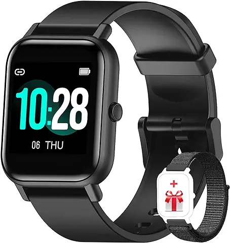 Blackview Smartwatch, Reloj Inteligente Hombre Mujer - Oxímetro de Pulso (SpO2) Sueño | Esfera de Reloj de DIY | Caloría Podómetro | 1,83" Pulsera Actividad para Android iOS (Versión Mejorada)  