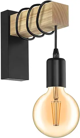 B·LED BARCELONA LED BarcelonaLED Lámpara Aplique Pared de Madera Natural con Portalámparas Colgante E27 Estilo Vintage Nórdico para Pasillo Dormitorio Salón Bombilla Decorativa  