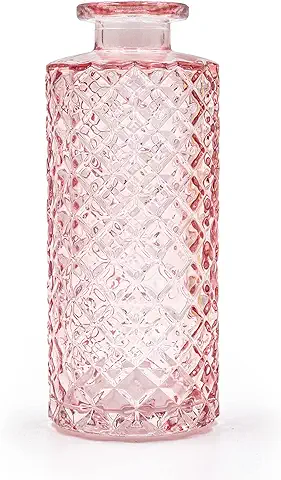 Blümelhuber Jarrón Pequeño de Cristal Decorativo para Boda, Jarrón Pequeño, Jarrón Moderno, Decoración de Primavera, Plantas Secas (rosa)  