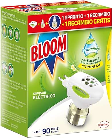 Bloom ProNature Eléctrico Líquido (1 Aparato + 2 Recambios), Ambientador Eléctrico, Repelente Antimosquitos, Fórmula con Aceites Esenciales, 90 Días de uso  