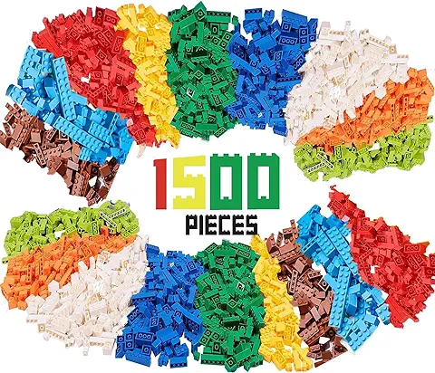 Bloques de Construcción 1500 Piezas Compatibles con Lego, Juego Básico de Ladrillos de Construcción, Bloques de Construcción a Granel, Bloques de Construcción para Niños de 6 Años  