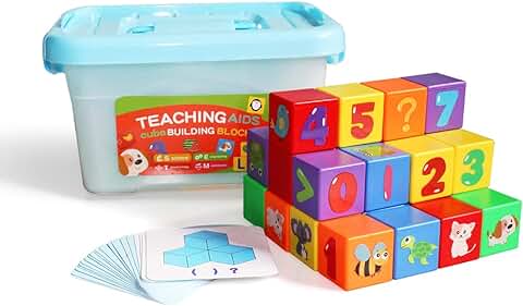 Bloques de Construcción Plástico cubo Apilable,3CM Bloques Patrón Colorido ABS para Preescolar,juguete Educativo para Niños,ejercicios de Desarrollo Habilidades Motoras Finas(30cubos)  