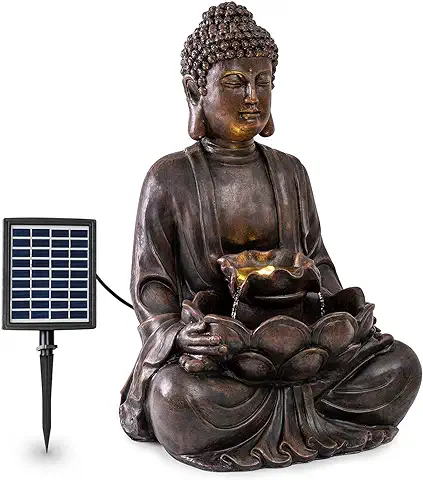 Blumfeldt Dharma - Fuente Solar, para Interiores y Exteriores, Potencia 2,8 W, Poliresina, Resistente Intemperie, Circuito Cerrado, Batería Recargable, Iluminación LED, 48 x 72 x 41 cm, Bronce  