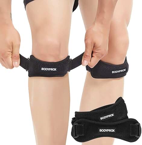 Bodyprox Correa de Sujeción para el Tendón Rotuliano (2 Unidades), Alivio del Dolor de Tendinitis, para Senderismo, Fútbol, Baloncesto, Correr, Saltar, Tenis, Voleibol y Sentadillas  