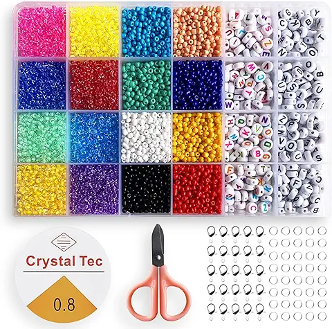 BOHAICO Cuentas y Abalorios para Hacer Pulseras 2mm. Kit de Mini Abalorios Cristal y Letras para Hacer Collares, Accesorios y Bisutería. DYI Manualidades y Fabricación de Joyas. Beads para Bricolaje.  