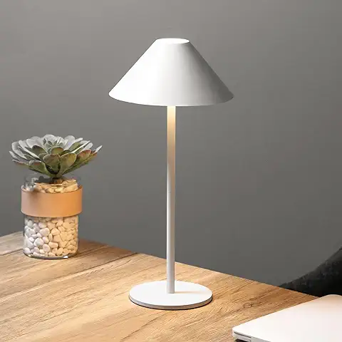 Bojim Lámpara de Mesa Táctil LED IP54, Regulable Lampada da Scrivania Inalámbrica Portátil 3000K para usar Interior y Exterior, 3W 240LM Lampada da Tavolo de Aluminio Blanco, Recargable USB-C  