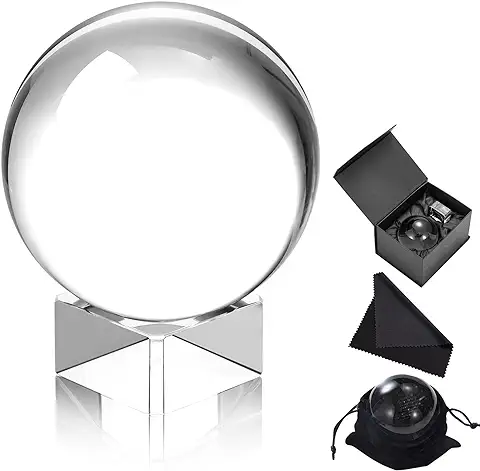 Bola de Cristal K9 para Fotografia, 80mm Bola de Vidrio Transparente con Soporte, Bolso Terciopelo, Esfera Lente para Fotografía, Decoración de Hogar, Regalos, Meditar, Curación  