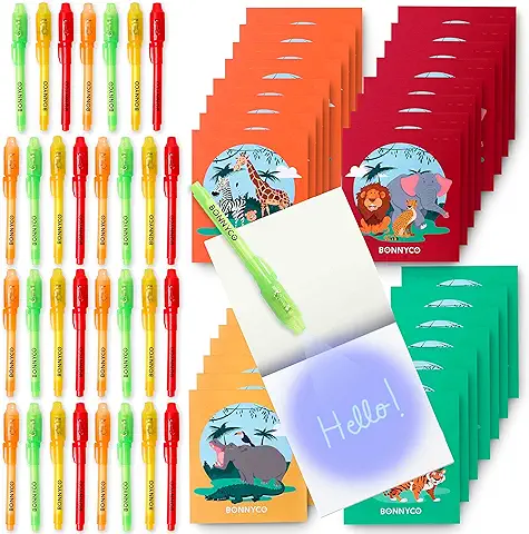 Bolígrafo Tinta Invisible y Libreta Animales de la Selva Pack x32 - BONNYCO | Detalles Cumpleaños Niños Regalos Cumpleaños Niños Colegio Piñatas Cumpleaños | Regalos Fiesta Cumpleaños Infantil  