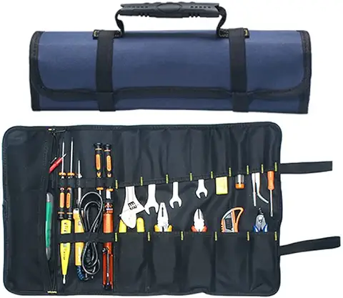 Bolsa de Herramientas Portátil 22 Bolsillos 600D Oxford lona Bolsa de Herramientas Enrollable Grande Bolsa Organizadora, Fácil Almacenamiento y Portátil Mejor para Artesanía Handymen Repairmen,azul  