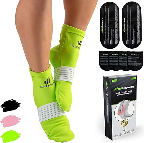 Bolsa Gel Frío para Pies Hinchados - Calcetines para Terapia de Frío y Calor Reutilizables - Compresa Calcetín para Dolor del Talón, Fascitis Plantar, Terapia de Quimioterapia (S/M, Verde)  